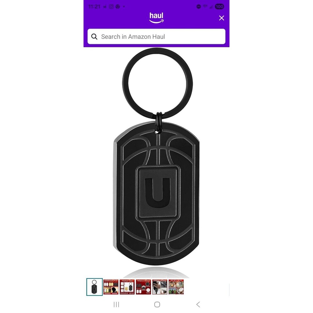"U" Basketball Initial Necklace for Men Boys Teen Kids Dog Tag New